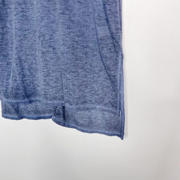 New She + Sky Medium Blue Keeping It Casual Burnout V Neck Short Sleeve Top Tee - Picture 4 of 6
